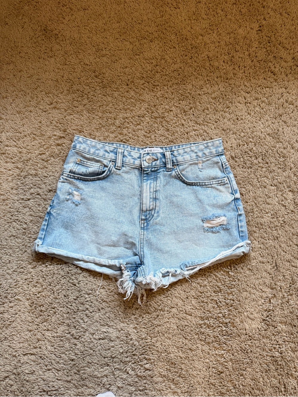 Primark Light Blue Distressed Denim Shorts